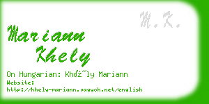 mariann khely business card